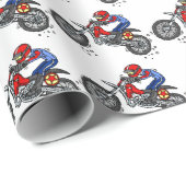Motocross Dirt Bike Birthday Party Wrapping Paper Geschenkpapier (Rolleneckpunkt)