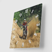 Motocross Dirt-Bike Champion Race Quadratische Wanduhr (Winkel)