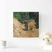 Motocross Dirt-Bike Champion Race Quadratische Wanduhr (Zuhause)