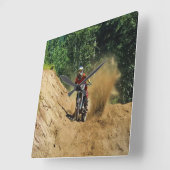 Motocross Dirt-Bike Champion Race Quadratische Wanduhr (Winkel)