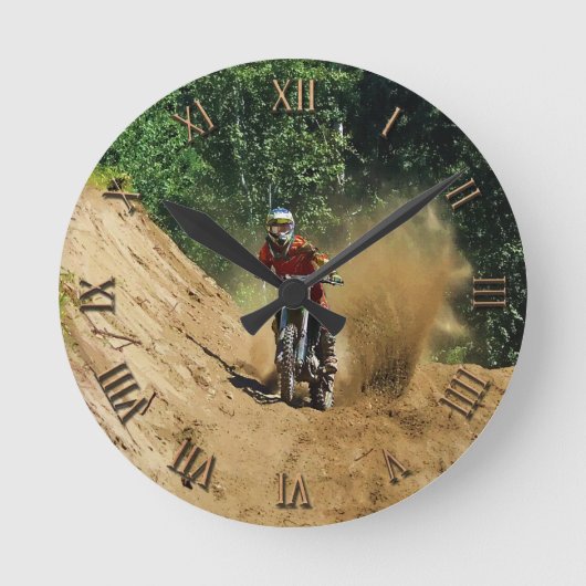 Motocross Dirt-Bike Champion Race Runde Wanduhr (Vorderseite)