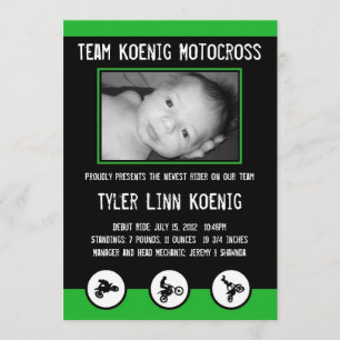 Motocross Dirt Bike Geburtsankündigung (grün) Ankündigung