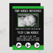 Motocross Dirt Bike Geburtsankündigung (grün) Ankündigung (Vorne/Hinten)