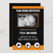 Motocross Dirt Bike Geburtsankündigung (Orange) Ankündigung (Vorne/Hinten)
