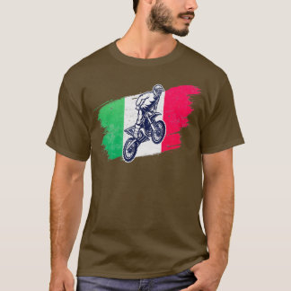 Motocross Dirt Bike Italienische Flagge Vintag T-Shirt