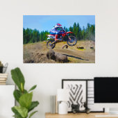 Motocross Dirt-Bike Racer One Wheel Poster (Heimbüro)