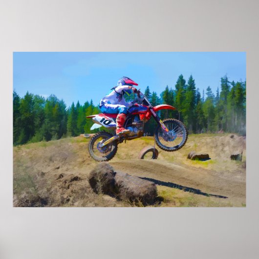 Motocross Dirt-Bike Racer One Wheel Poster (Vorne)