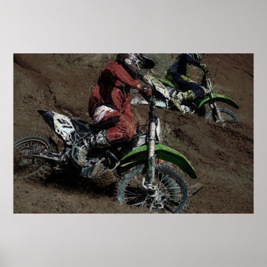 Motocross Dirt-Bike Racer Spray Dirt Poster (Vorne)