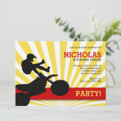 Motocross Dirtbike Einladung, Gelb und Rot Einladung (Stehend Vorderseite)