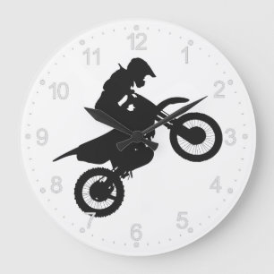 Motocross driver - Choose background color Große Wanduhr