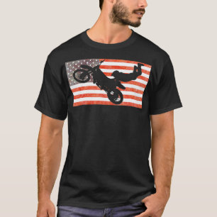 Motocross Enduro Dirt Bike Rider Amerikanische Fla T-Shirt