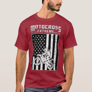 Motocross Etreme American Flag Bike Dirt Riding T-Shirt