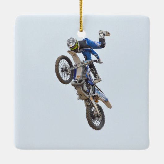 Motocross-Extrem-Tricks Keramikornament (Rückseite)