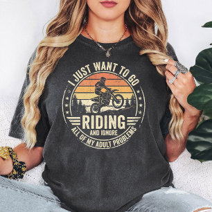 Motocross-Fahren Erwachsenenprobleme Lustig Vintag T-Shirt