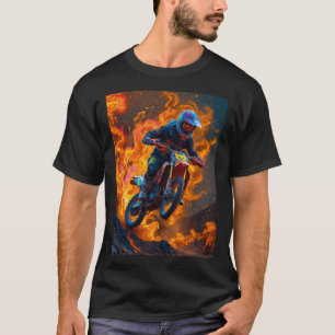 Motocross-Fahrer auf einem Vulkan T-Shirt