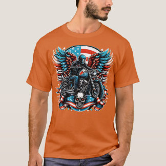 Motocross-Fahrer Dirt Bike Amerikanische Flagge 4. T-Shirt