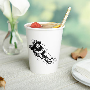 Motocross-Fahrer Nummer 8 Retro-Dirtbike Pappbecher