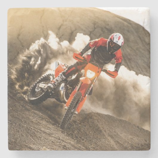 Motocross-Fahrer Steinuntersetzer (Vorderseite)