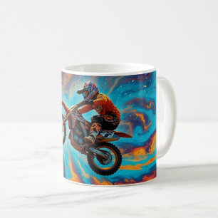 Motocross-Fahrer und Traumlandschaft Kaffeetasse
