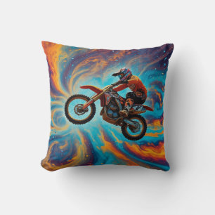 Motocross-Fahrer und Traumlandschaft Kissen
