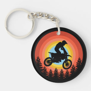 MOTOCROSS-FAHRER VINTAGE SONNENUNTERGANG SCHLÜSSELANHÄNGER