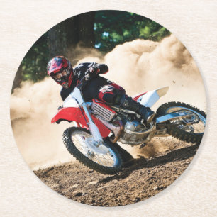 Motocross-Fahrer-Wurfkissen Runder Pappuntersetzer