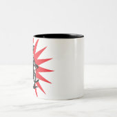 Motocross-Fahrrad auf rotem Stern-Hintergrund Zweifarbige Tasse (Mittel)