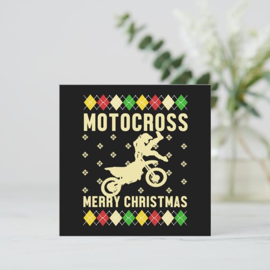 Motocross Frohe Weihnachten Ugly Xmas Motorrad Gif Einladung (Stehend Vorderseite)