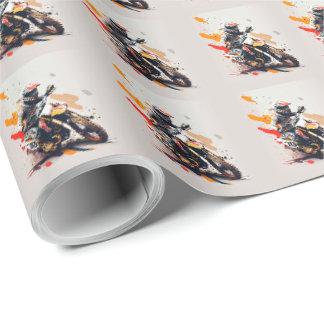 Motocross Fun Cartoon Wrapping Paper Geschenkpapier