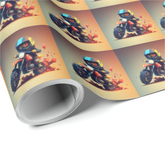 Motocross Fun Cartoon Wrapping Paper Geschenkpapier