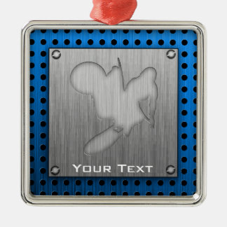 Motocross; Gebürsteter Metall-Blick Silbernes Ornament