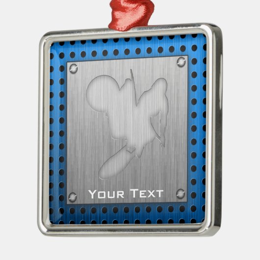 Motocross; Gebürsteter Metall-Blick Silbernes Ornament (Links)