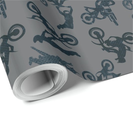 Motocross Geschenkpapier (Rolleneckpunkt)