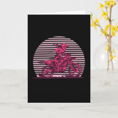Motocross Girl Retro Vintag Karte (Gelbe Blume)