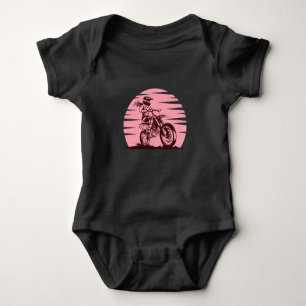 Motocross Girl Retro Vintag rosa Baby Strampler