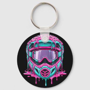 Motocross-Helm Drip-Melt-Grafik Dirt-Bike Schlüsselanhänger