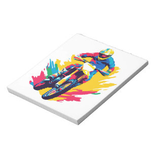 Motocross-Illustration Aquarell-Kunstmalerei Notizblock