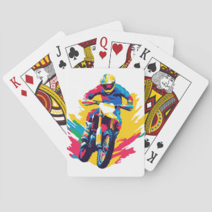 Motocross-Illustration Aquarell-Kunstmalerei Spielkarten