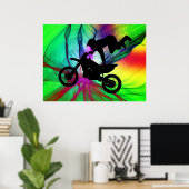 Motocross in Psychedelic Spider Web Poster (Heimbüro)