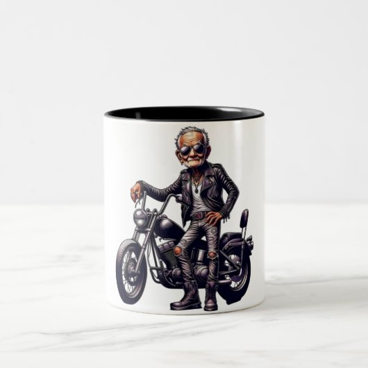 Motocross Jump Illustration Off-road Zweifarbige Tasse (Mittel)