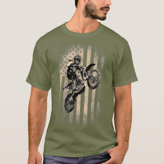 Motocross Jumping Bike American Flag 4. Juli T-Shirt