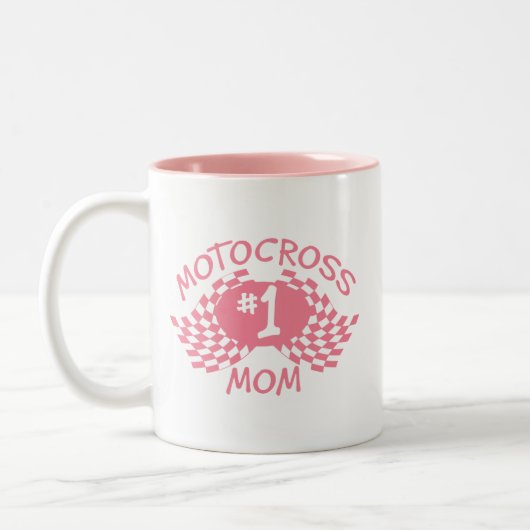 Motocross-Mama Rosa Racing Flags Zweifarbige Tasse (Links)