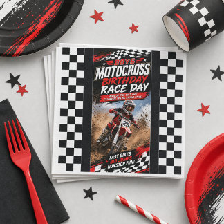 Motocross-Motorrad-Geburtstagsrenntag Serviette