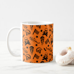 Motocross-Motorradhelm-Rennschädel Orange Kaffeetasse