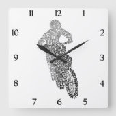 Motocross Off Road Motorrad Quadratische Wanduhr (Vorderseite)