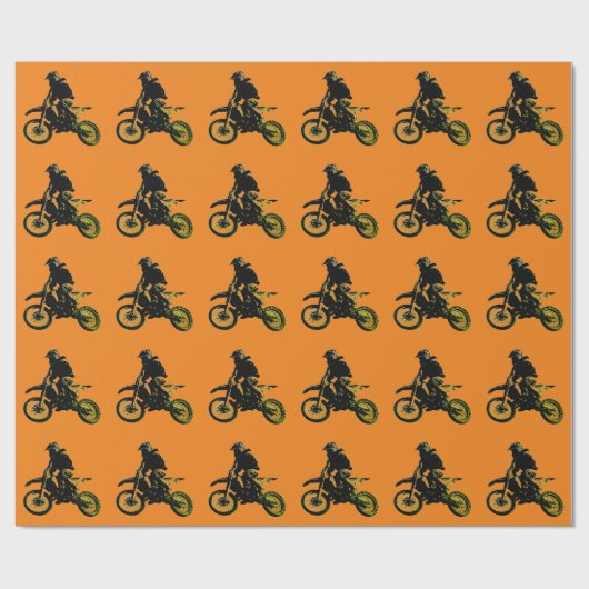 Motocross Orange Pop Art Geschenkpapier (Flach)