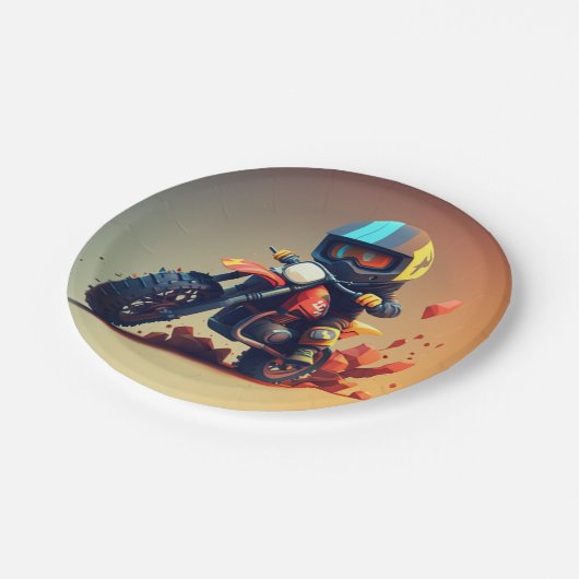 Motocross Party Napkins Papierplatte Pappteller (Schrägansicht)