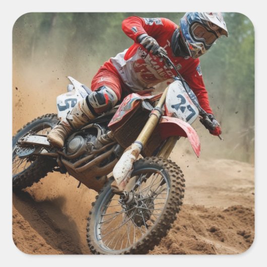 Motocross Patch Quadratischer Aufkleber (Vorderseite)