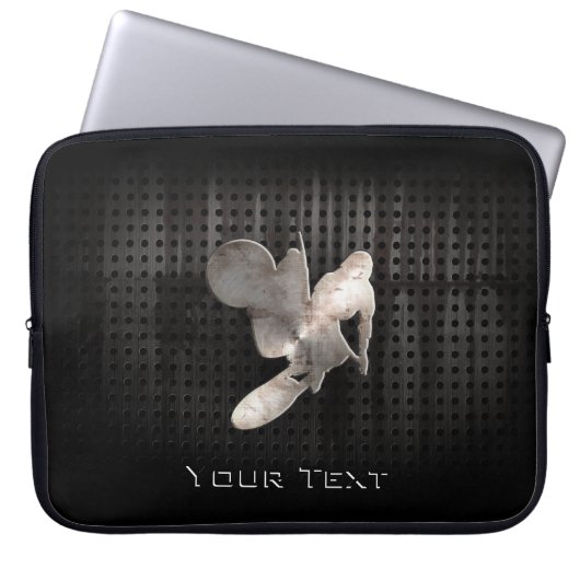 Motocross-Peitsche; Cooles Schwarzes Laptopschutzhülle (Vorderseite)