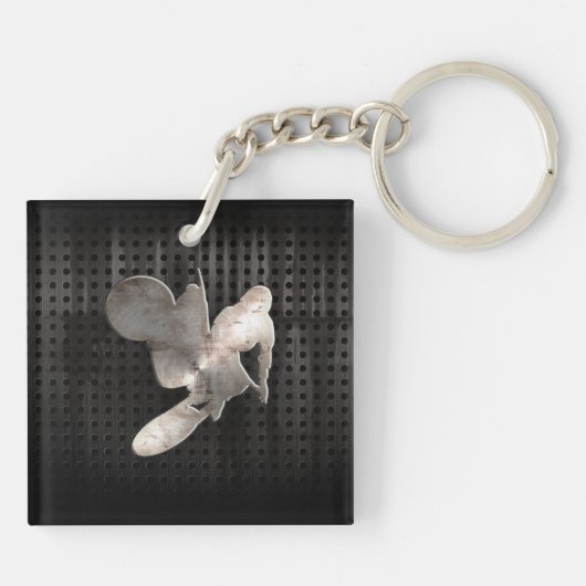 Motocross-Peitsche; Cooles Schwarzes Schlüsselanhänger (Rückseite)